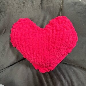Heart-Shaped Red Plush Pillow